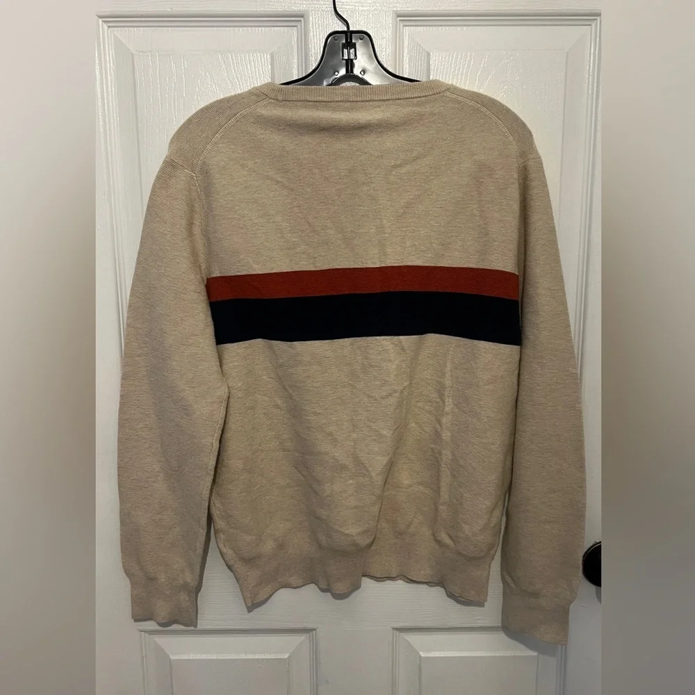 J. CREW Men’s Beige Striped Crewneck Sweater Size M